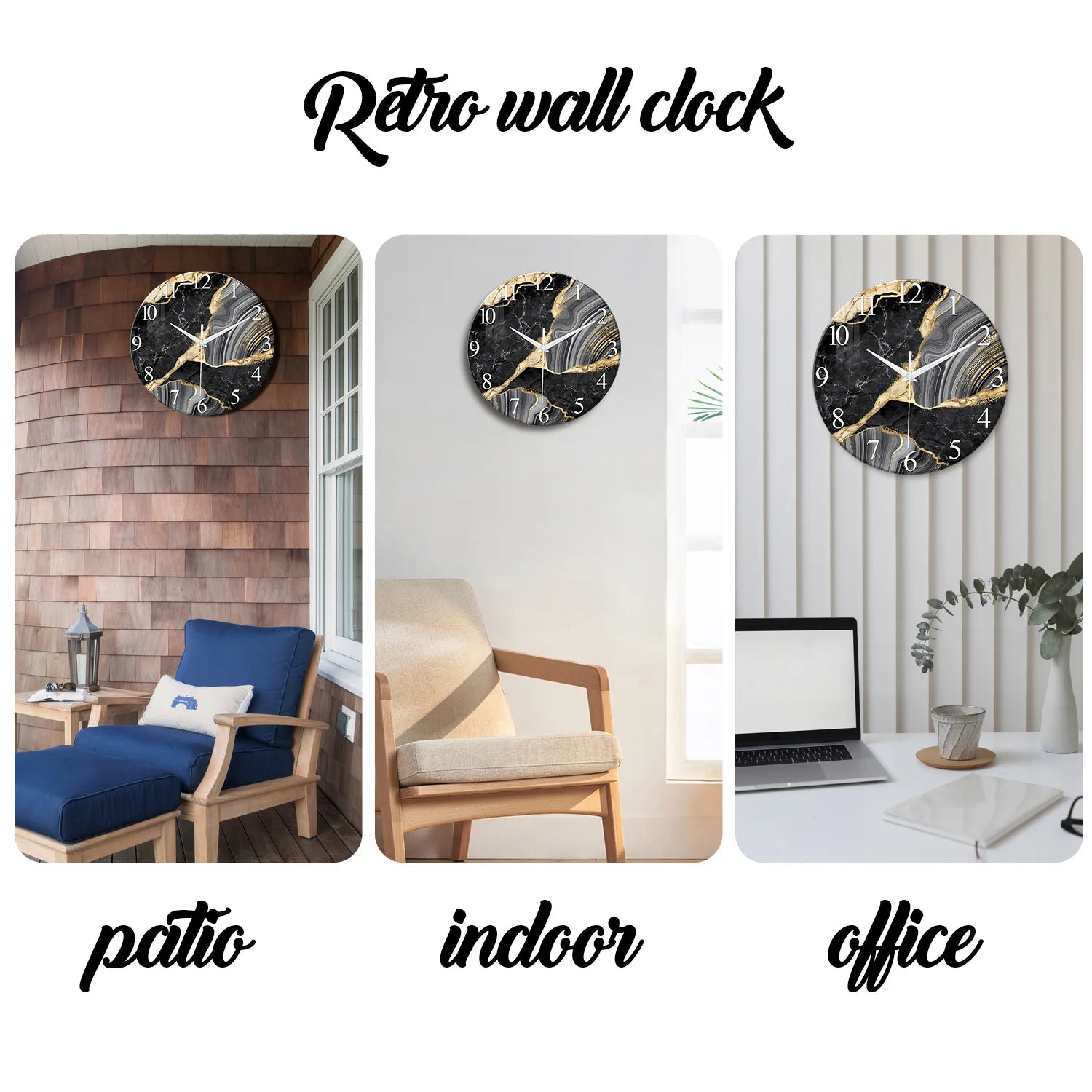 1pc 12-inch modern tempered glass wall clock, marble texture pattern design wall clock, home silent clock home decoration