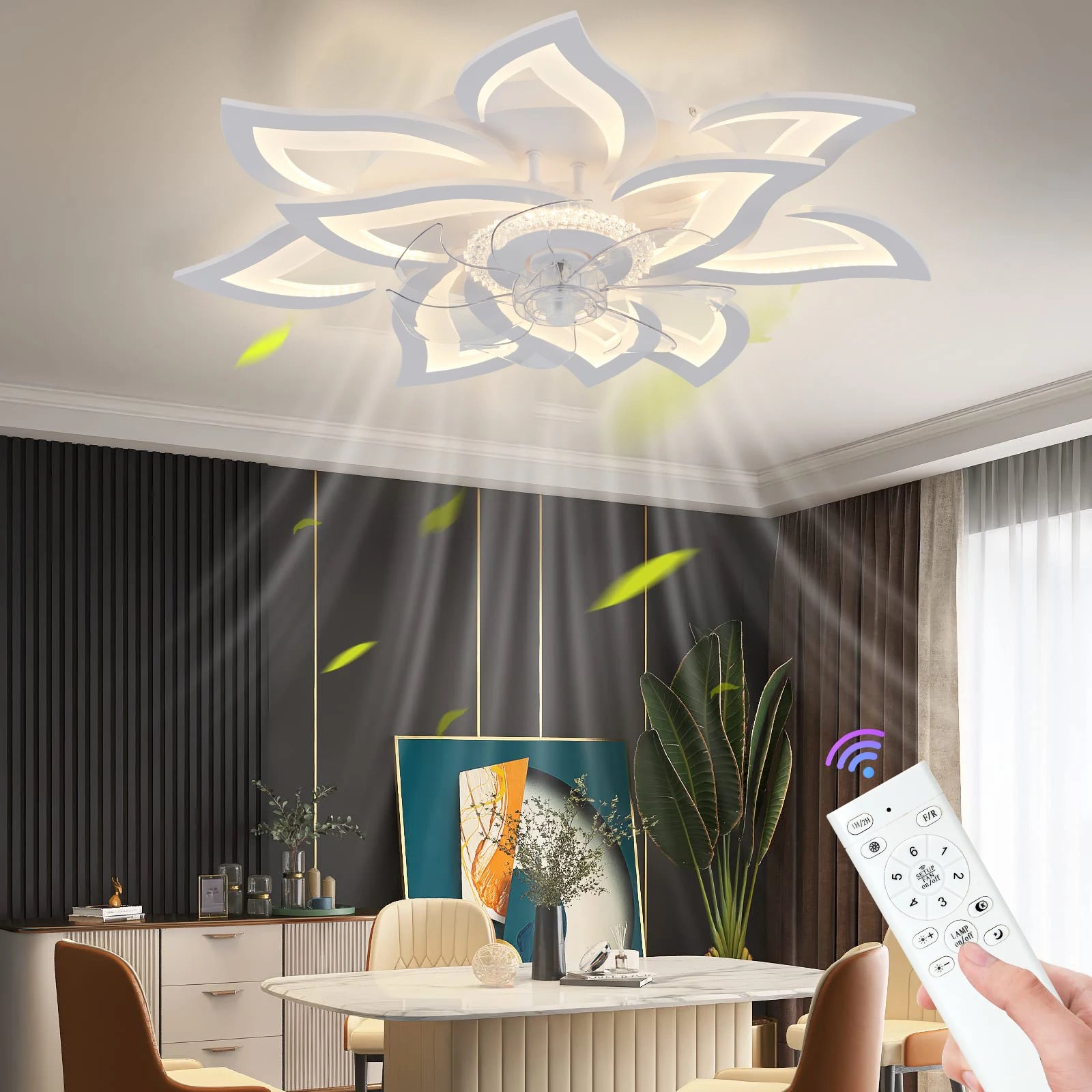 IRALAN Modern Dining Table LED Lamp Ceiling Fan Light  Restaurant Bedroom Fan Lamp Remote Ventilator Home Lighting