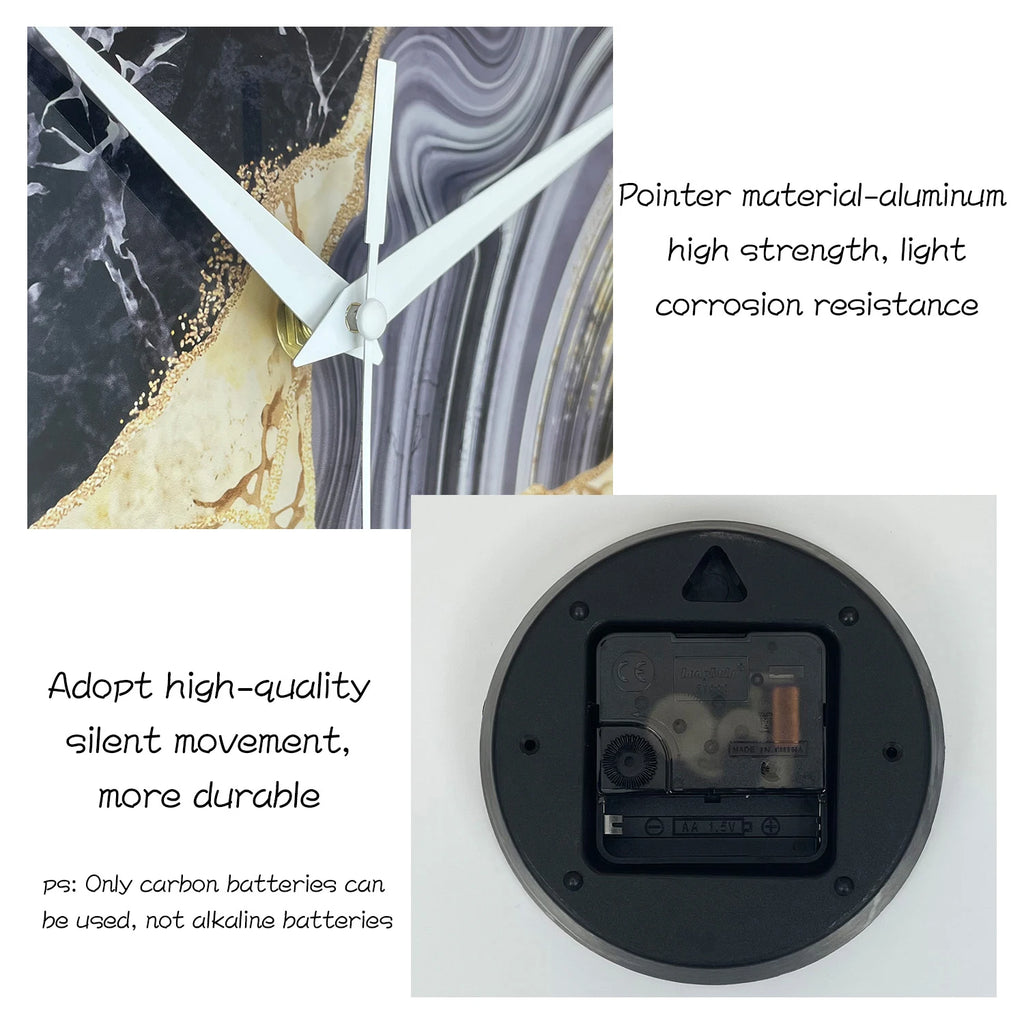 1pc 12-inch modern tempered glass wall clock, marble texture pattern design wall clock, home silent clock home decoration