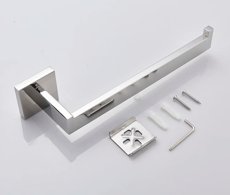 Bathroom Hardware Set Chrome Robe Hook Towel Rail Bar Rack Bar Shelf Tissue Paper Holder Toothbrush Holder Bathroom Accessories