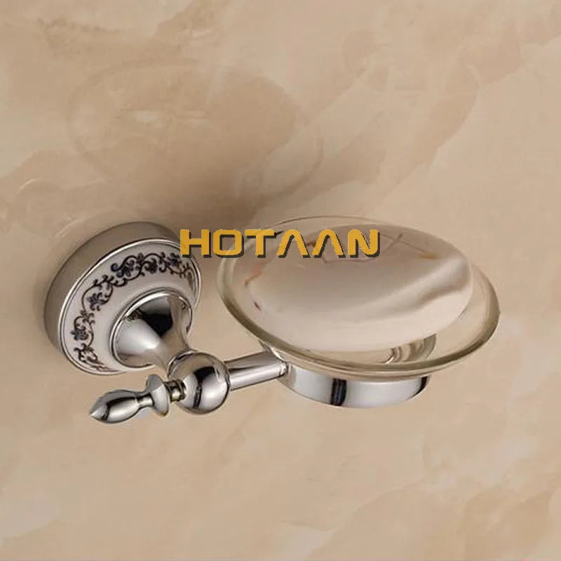 Luxury Towel Rack Wall Mounted Bathroom Accessories Set Ceramic Stainless Steel  Bath Hardware Sets Chrome Toilet Brush Holder