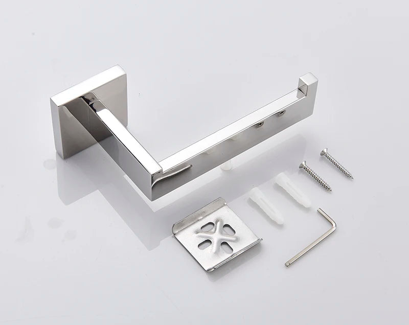 Bathroom Hardware Set Chrome Robe Hook Towel Rail Bar Rack Bar Shelf Tissue Paper Holder Toothbrush Holder Bathroom Accessories