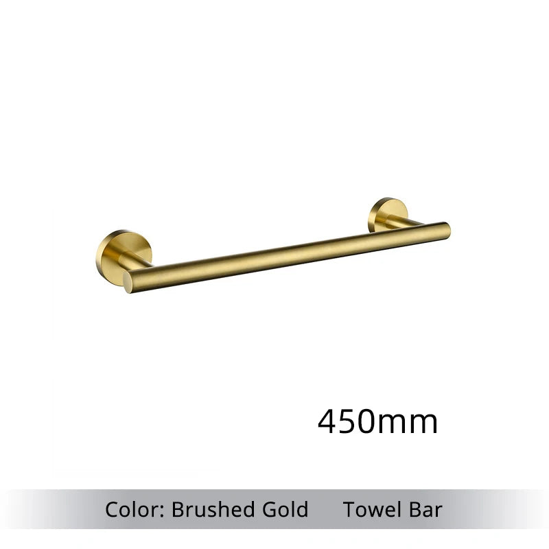 Bathroom Hardware Set Accessories Kit Brushed Stainless Steel Round Wall Rack Hand Bar Toilet Roll Paper Holder Robe Towel Hook