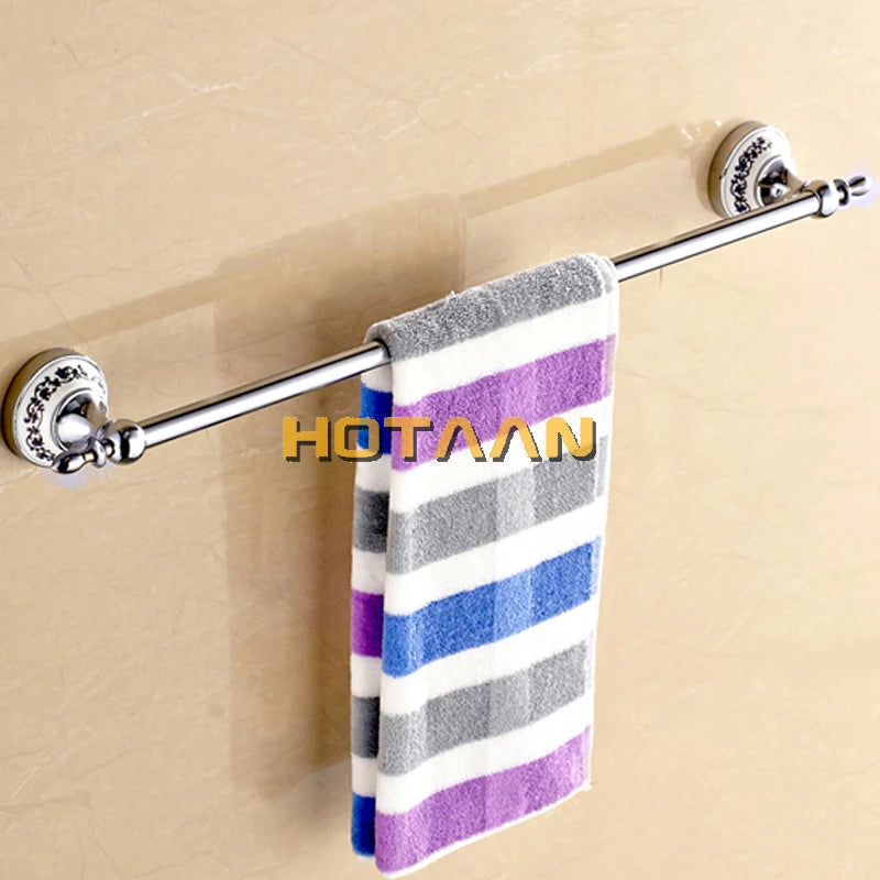 Luxury Towel Rack Wall Mounted Bathroom Accessories Set Ceramic Stainless Steel  Bath Hardware Sets Chrome Toilet Brush Holder