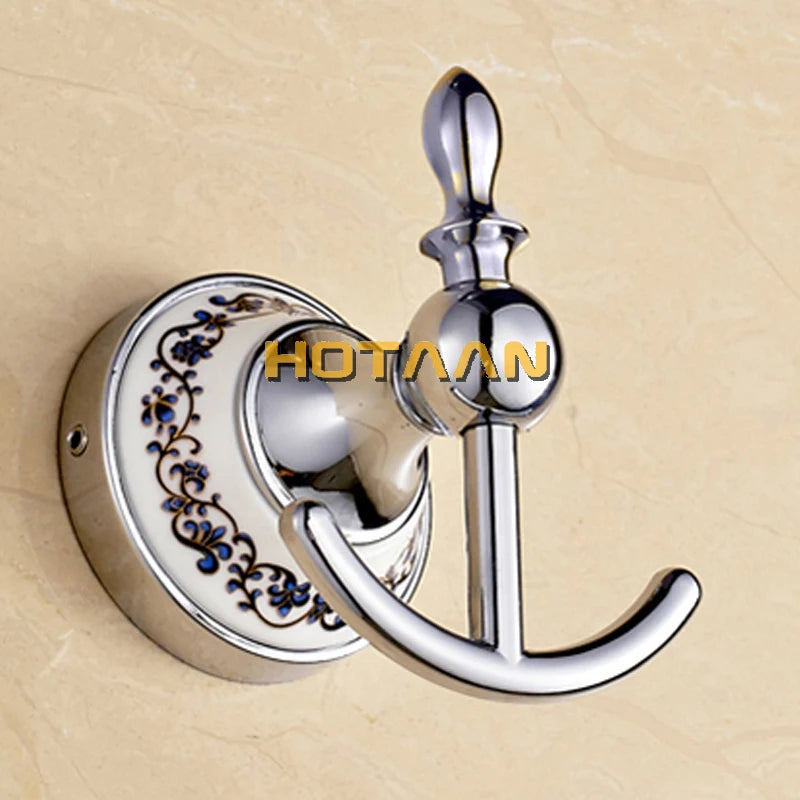 Luxury Towel Rack Wall Mounted Bathroom Accessories Set Ceramic Stainless Steel  Bath Hardware Sets Chrome Toilet Brush Holder
