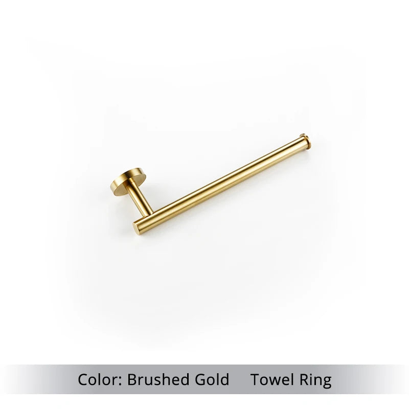 Bathroom Hardware Set Accessories Kit Brushed Stainless Steel Round Wall Rack Hand Bar Toilet Roll Paper Holder Robe Towel Hook