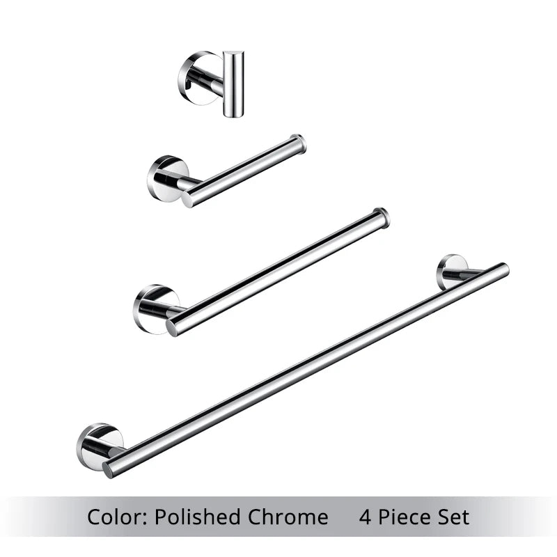 Bathroom Hardware Set Accessories Kit Brushed Stainless Steel Round Wall Rack Hand Bar Toilet Roll Paper Holder Robe Towel Hook