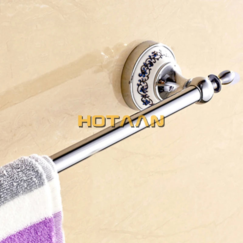 Luxury Towel Rack Wall Mounted Bathroom Accessories Set Ceramic Stainless Steel  Bath Hardware Sets Chrome Toilet Brush Holder