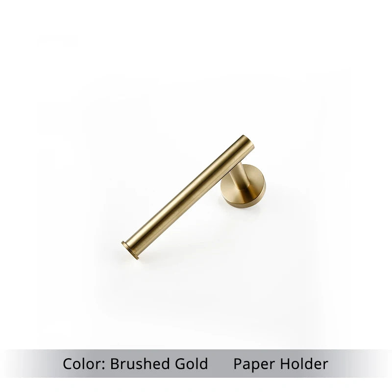 Bathroom Hardware Set Accessories Kit Brushed Stainless Steel Round Wall Rack Hand Bar Toilet Roll Paper Holder Robe Towel Hook
