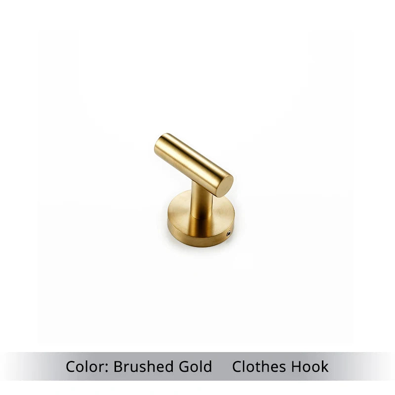 Bathroom Hardware Set Accessories Kit Brushed Stainless Steel Round Wall Rack Hand Bar Toilet Roll Paper Holder Robe Towel Hook
