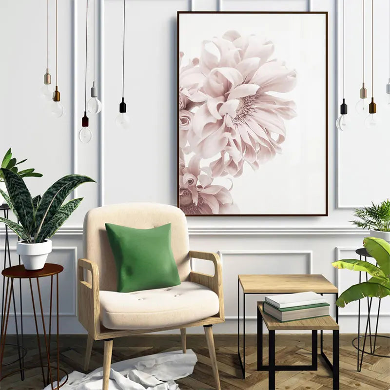 Modern Pink Flower Art Canvas Painting Prints Fashion Decorative Picture Posters for Living Room Bedroom Home Wall Decor