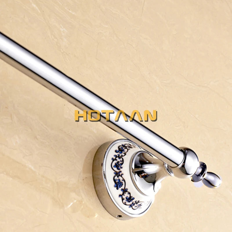 Luxury Towel Rack Wall Mounted Bathroom Accessories Set Ceramic Stainless Steel  Bath Hardware Sets Chrome Toilet Brush Holder