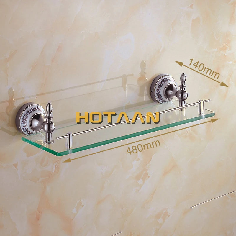 Luxury Towel Rack Wall Mounted Bathroom Accessories Set Ceramic Stainless Steel  Bath Hardware Sets Chrome Toilet Brush Holder
