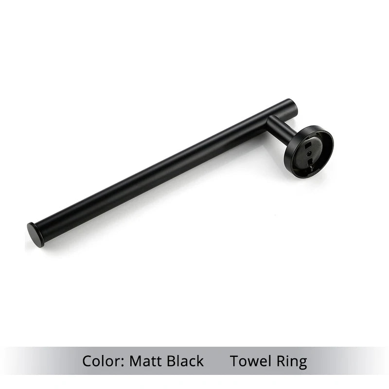 Bathroom Hardware Set Accessories Kit Brushed Stainless Steel Round Wall Rack Hand Bar Toilet Roll Paper Holder Robe Towel Hook