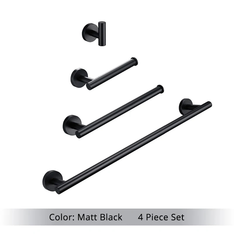 Bathroom Hardware Set Accessories Kit Brushed Stainless Steel Round Wall Rack Hand Bar Toilet Roll Paper Holder Robe Towel Hook