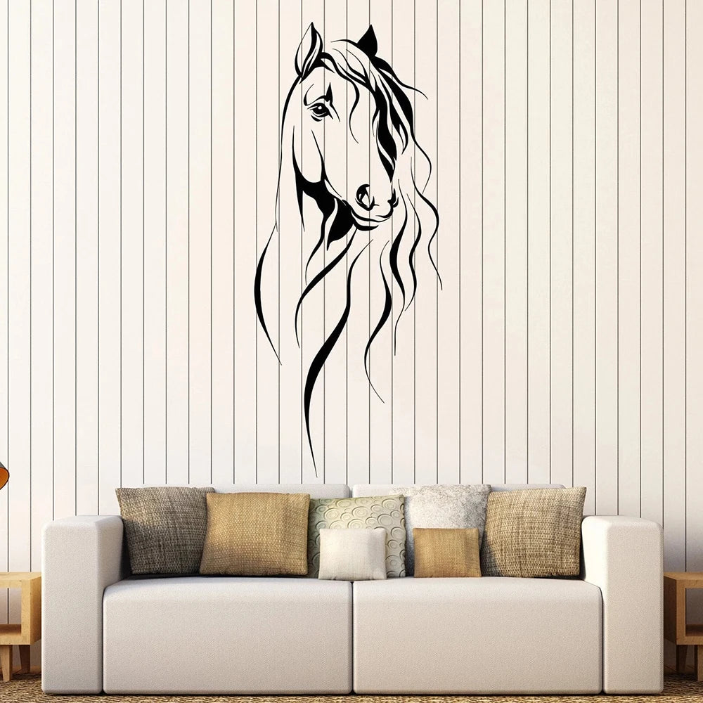 Beautiful Horse Head Wall Decal Pet Animal Art Decor Office Vinyl Wall Stickers For Living Room Chinese Style Decoration 7228