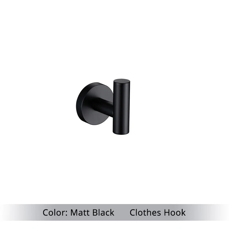 Bathroom Hardware Set Accessories Kit Brushed Stainless Steel Round Wall Rack Hand Bar Toilet Roll Paper Holder Robe Towel Hook