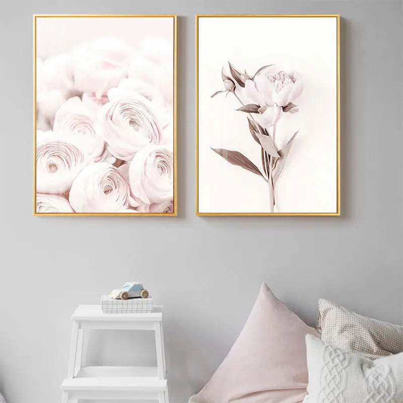 Modern Pink Flower Art Canvas Painting Prints Fashion Decorative Picture Posters for Living Room Bedroom Home Wall Decor