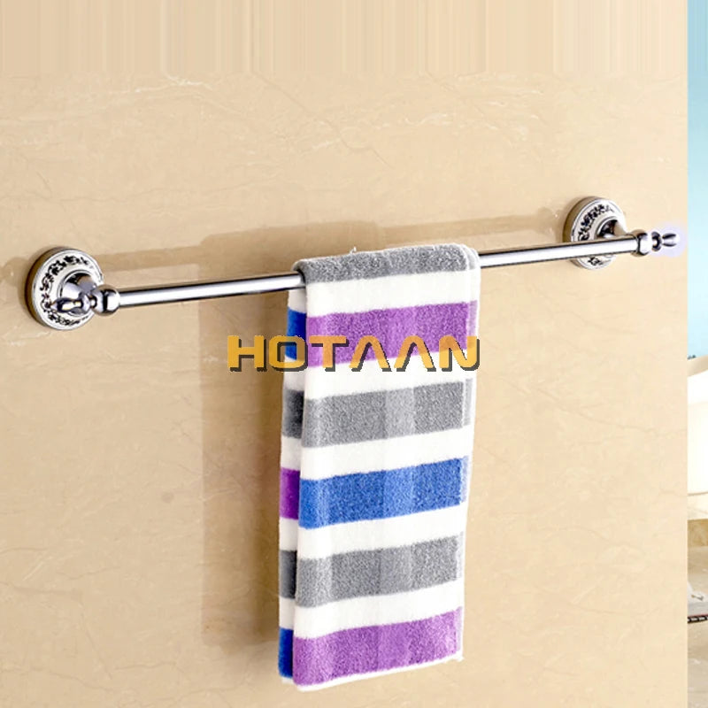 Luxury Towel Rack Wall Mounted Bathroom Accessories Set Ceramic Stainless Steel  Bath Hardware Sets Chrome Toilet Brush Holder