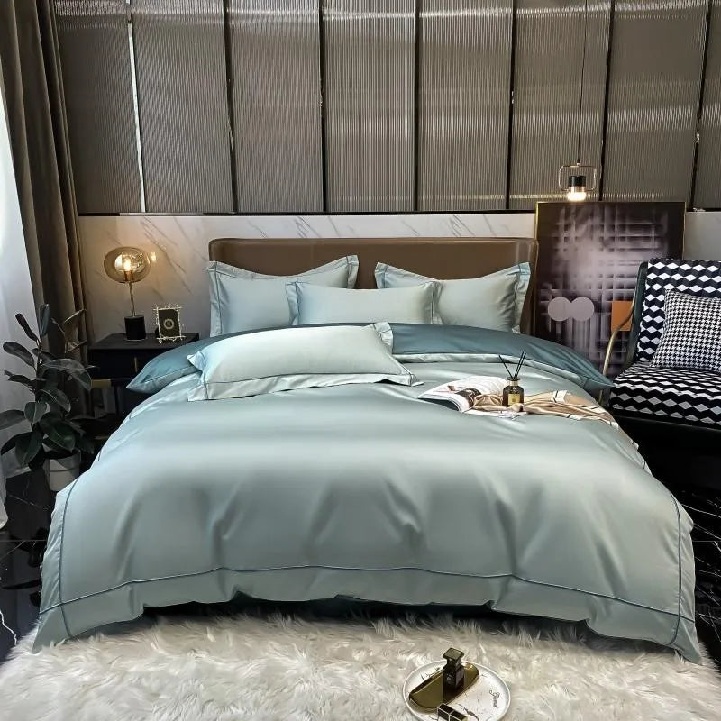 White Gray Egyptian Cotton Hotel Duvet Cover set 600TC Long Staple Silky Soft and Easy Case Bedding Set Bed Sheet Pillowcases