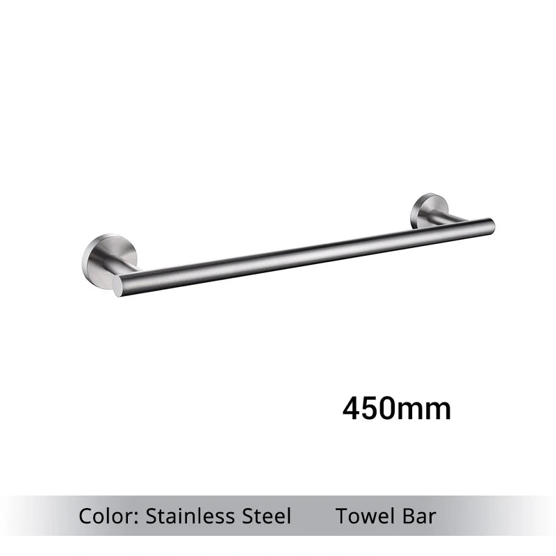 Bathroom Hardware Set Accessories Kit Brushed Stainless Steel Round Wall Rack Hand Bar Toilet Roll Paper Holder Robe Towel Hook