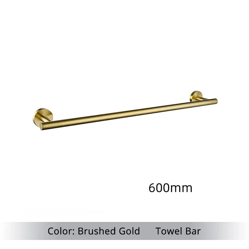 Bathroom Hardware Set Accessories Kit Brushed Stainless Steel Round Wall Rack Hand Bar Toilet Roll Paper Holder Robe Towel Hook