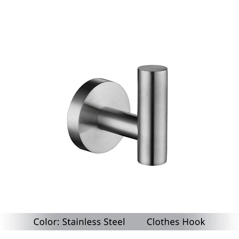 Bathroom Hardware Set Accessories Kit Brushed Stainless Steel Round Wall Rack Hand Bar Toilet Roll Paper Holder Robe Towel Hook