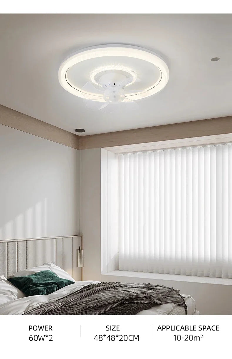 LED Modern Ceiling Fan Light, 360 ° Rotation Function, with Light, Remote Unlimited Adjustment, Bedroom Decorative Lighting
