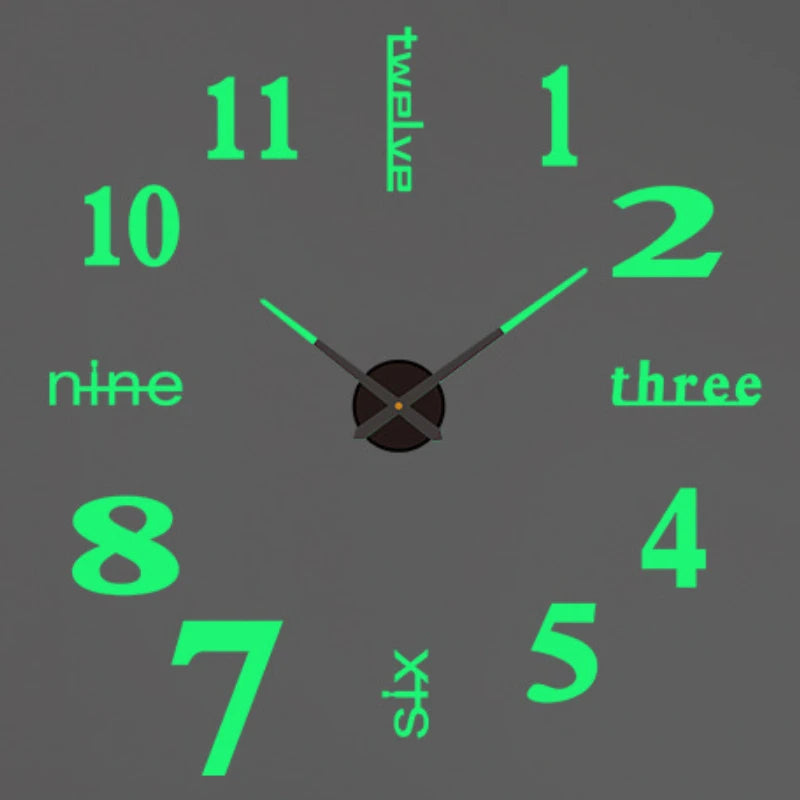 3D Wall Clock Luminous Frameless Wall Clocks DIY Digital Clock Wall Stickers Silent Clock for Home Living Room Office Wall Decor