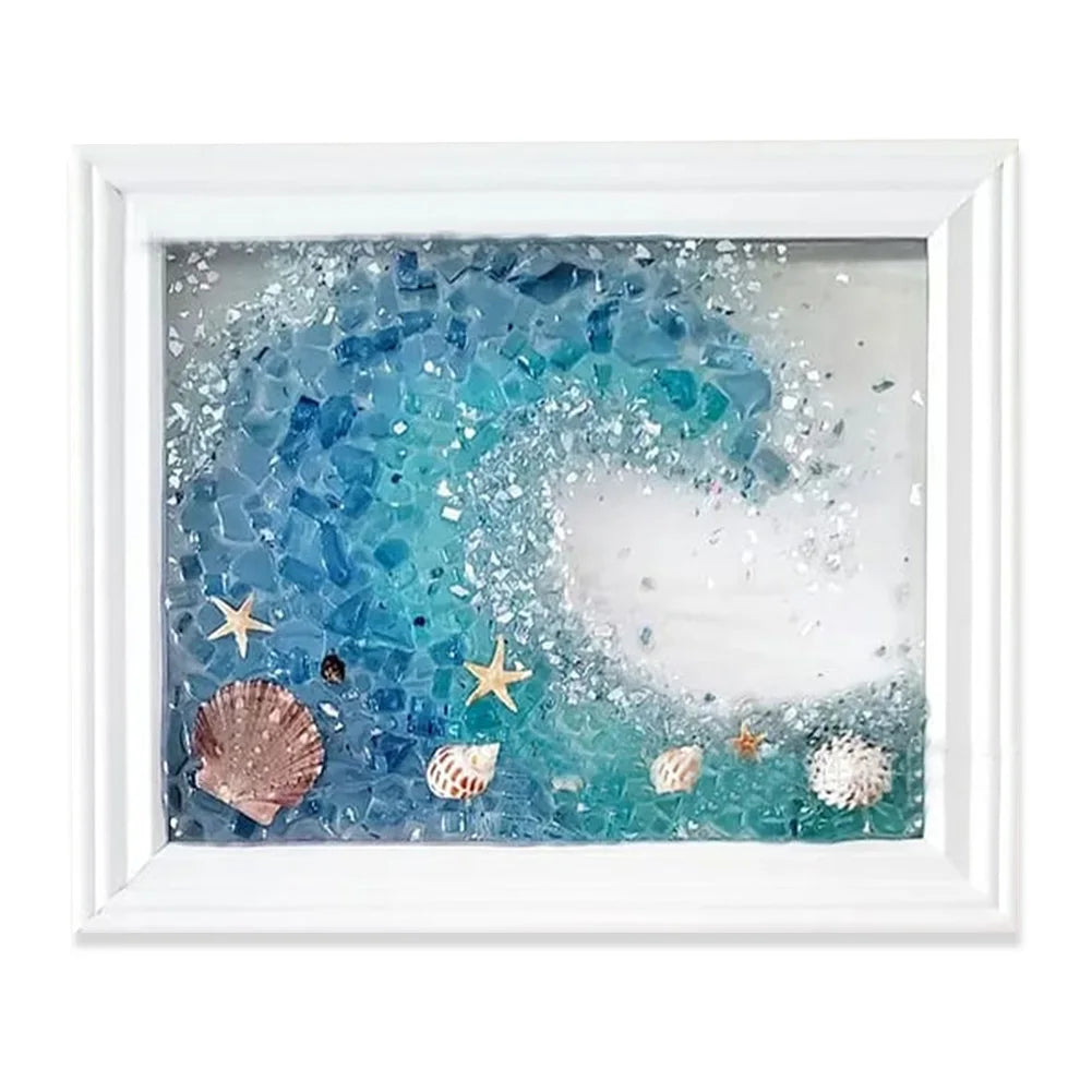 Sea Glass Art Kits Sea Glass Art & Craft Kit Creative Sea Themed Photo Frame Resin Beach Art Kit Gift for Friends