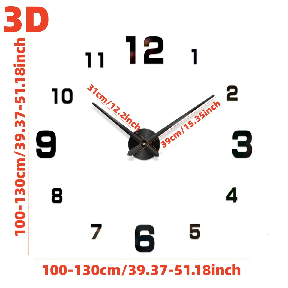 3D Wall Clock Luminous Frameless Wall Clocks DIY Digital Clock Wall Stickers Silent Clock for Home Living Room Office Wall Decor