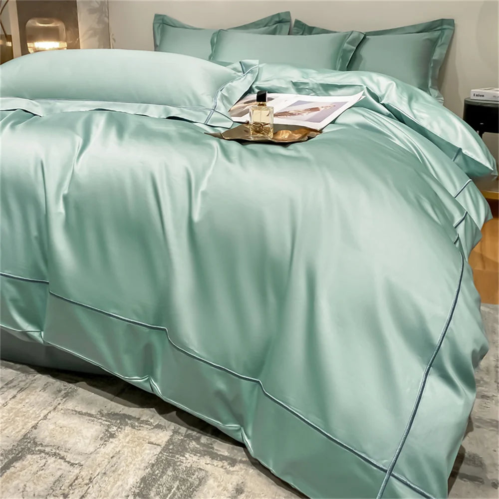 Svetanya Embroidery 100% Egyptian Cotton Silky Bedlinens Bedding Set Sheet Queen King Size Underwear Solid