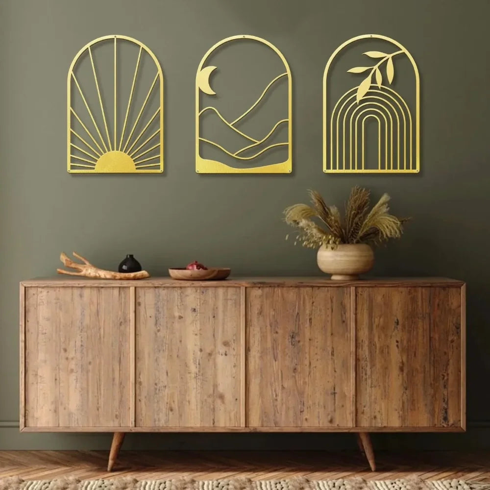 Metal Home Decor: Stunning Minimalist Wall Hanging.Bohemian Abstract Line Iron Art for Chic Spaces.Minimalist Abstract Line Art.