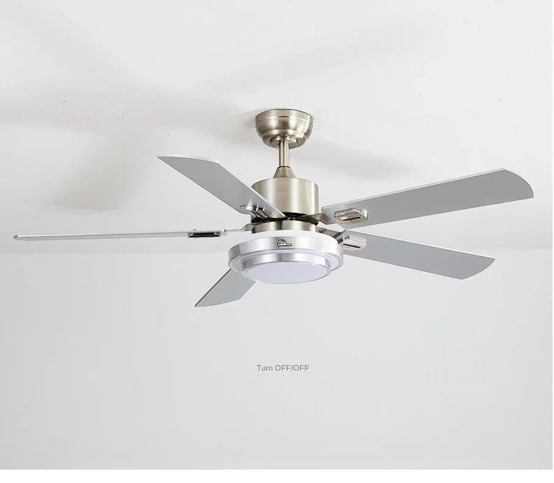 Modern Stainless Steel Ceiling Fan Lights with Lights Restaurant Fan Lights, Remote Dimming, Energy-saving Silent Pendant Lights