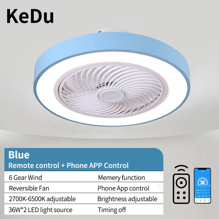 Integrated ceiling fan light, bedroom ceiling fan light, living room dining room ceiling light, modern simple and quiet internet