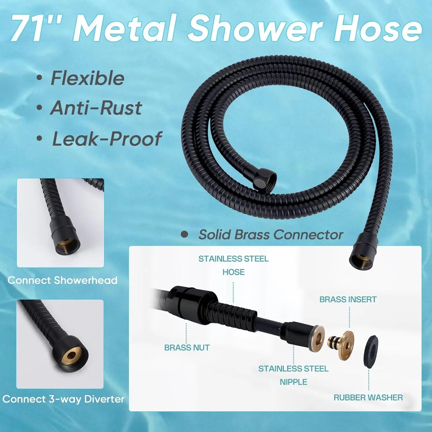 8'' Dual Filter Shower Head with Handheld, 6 Spray Settings High Pressure Rainfall Combo, Adjustable Arm & Hose