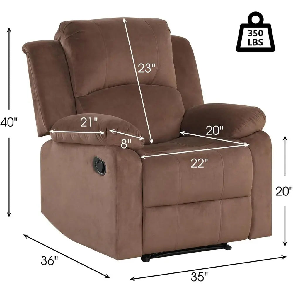 Light Brown Heavy-Duty Recliner Chair with Safety Mechanism for Living Room or Bedroom