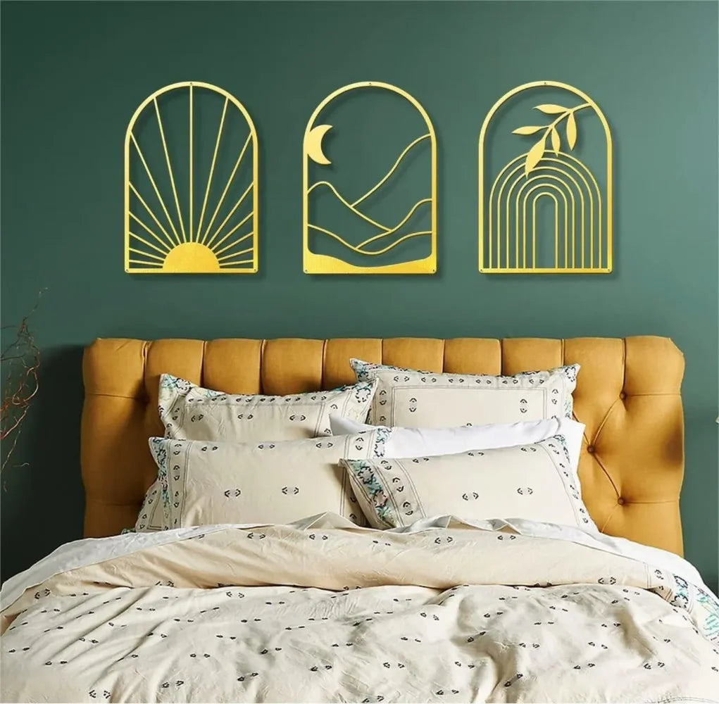 Metal Home Decor: Stunning Minimalist Wall Hanging.Bohemian Abstract Line Iron Art for Chic Spaces.Minimalist Abstract Line Art.