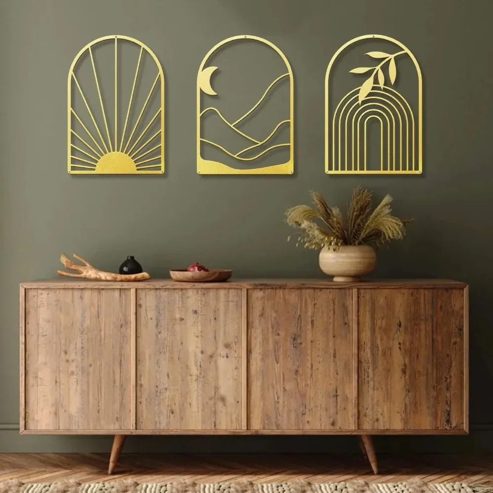 Metal Home Decor: Stunning Minimalist Wall Hanging.Bohemian Abstract Line Iron Art for Chic Spaces.Minimalist Abstract Line Art.