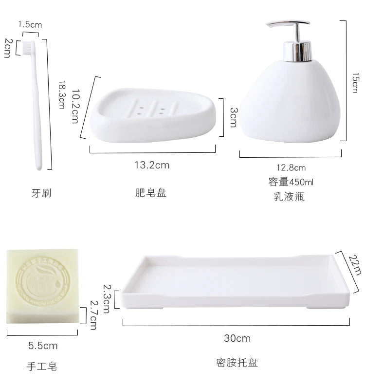 Green Nordic Ceramic Bathroom Set - Soap Dispenser, Toothbrush Holder, Tumbler & Soap Dish for Stylish Bathroom Organization