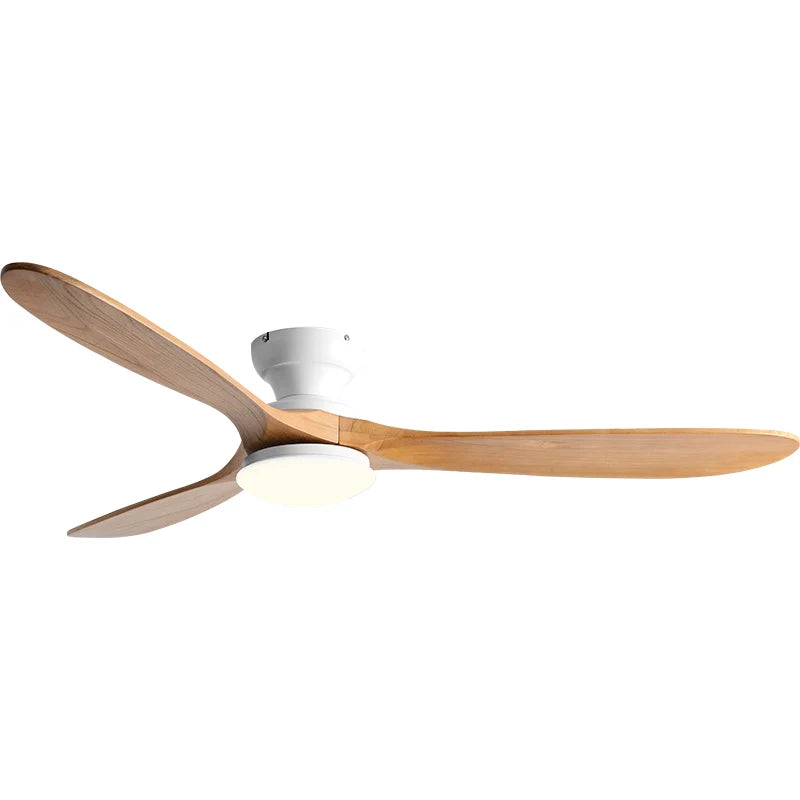 42/52inch Low Floor Ceiling Fan Light Remote Control Led Llights Indoor Restaurant Solid wood fan leaves With Fan Chandelier