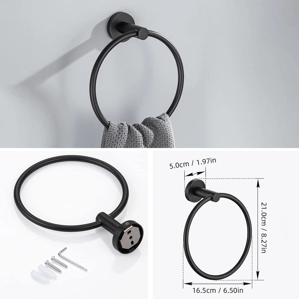 Bathroom Hardware Set Stainless Steel Bathroom Accessories Set Wall Mounted Towel Bar Towel Ring Toilet Paper Roll Holder Set