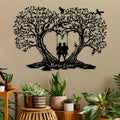 Custom Personalized Romantic Love Tree Metal Wall Art - Reusable Silhouette Decor for Home, Bedroom, Living Room