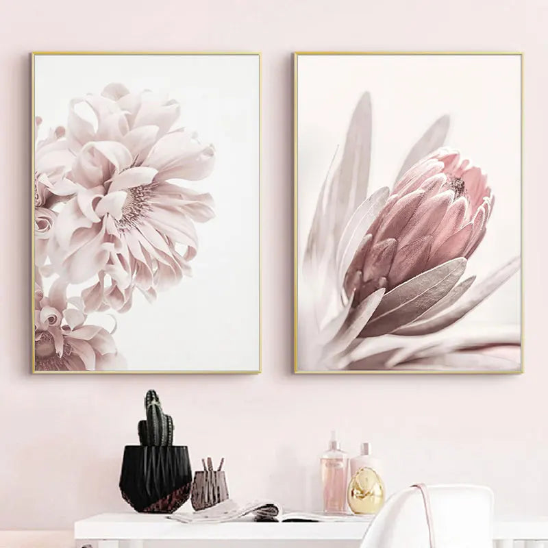 Modern Pink Flower Art Canvas Painting Prints Fashion Decorative Picture Posters for Living Room Bedroom Home Wall Decor