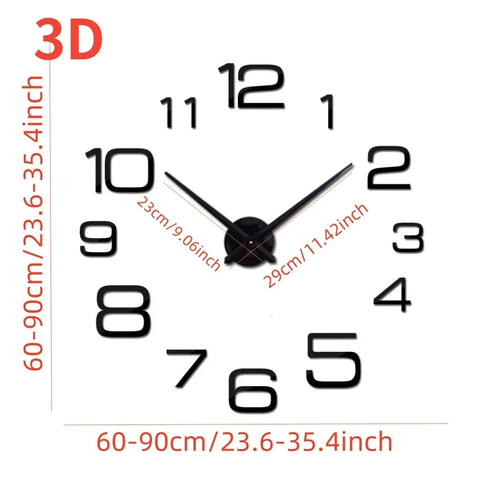 Large 3D Wall Clock Luminous Classic Wall Clocks DIY Digital Clock Wall Watches Stickers Silent Clock for Home Living Room Table