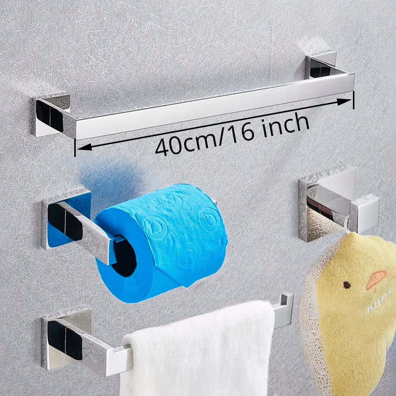 Bathroom Hardware Set Chrome Robe Hook Towel Rail Bar Rack Bar Shelf Tissue Paper Holder Toothbrush Holder Bathroom Accessories