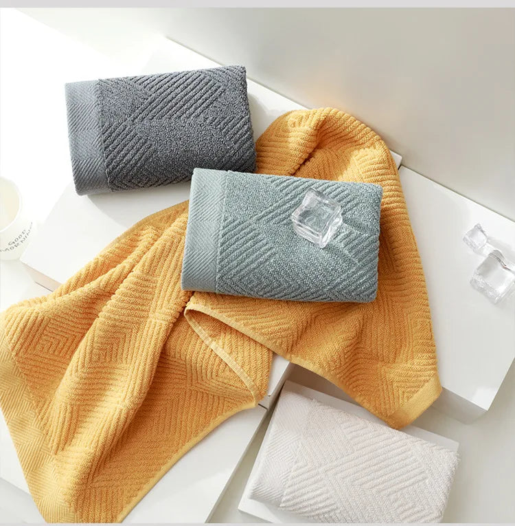 3Pcs/Pack Long-Staple Cotton Bath Towel Face Towel Set Solid Soft Quick-dry Bath Towels Beige Gray Yellow Beach Towel