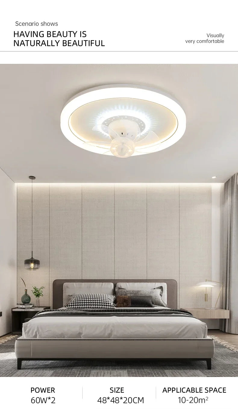 LED Modern Ceiling Fan Light, 360 ° Rotation Function, with Light, Remote Unlimited Adjustment, Bedroom Decorative Lighting
