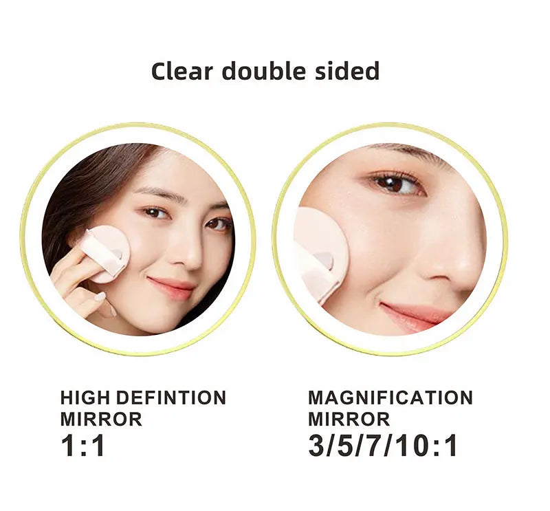 8 inch Makeup Mirror Chrome 3x/5x/7x/10x Magnifying Double Side USB Charging Bathroom 3 color light Smart Cosmetic Mirrors