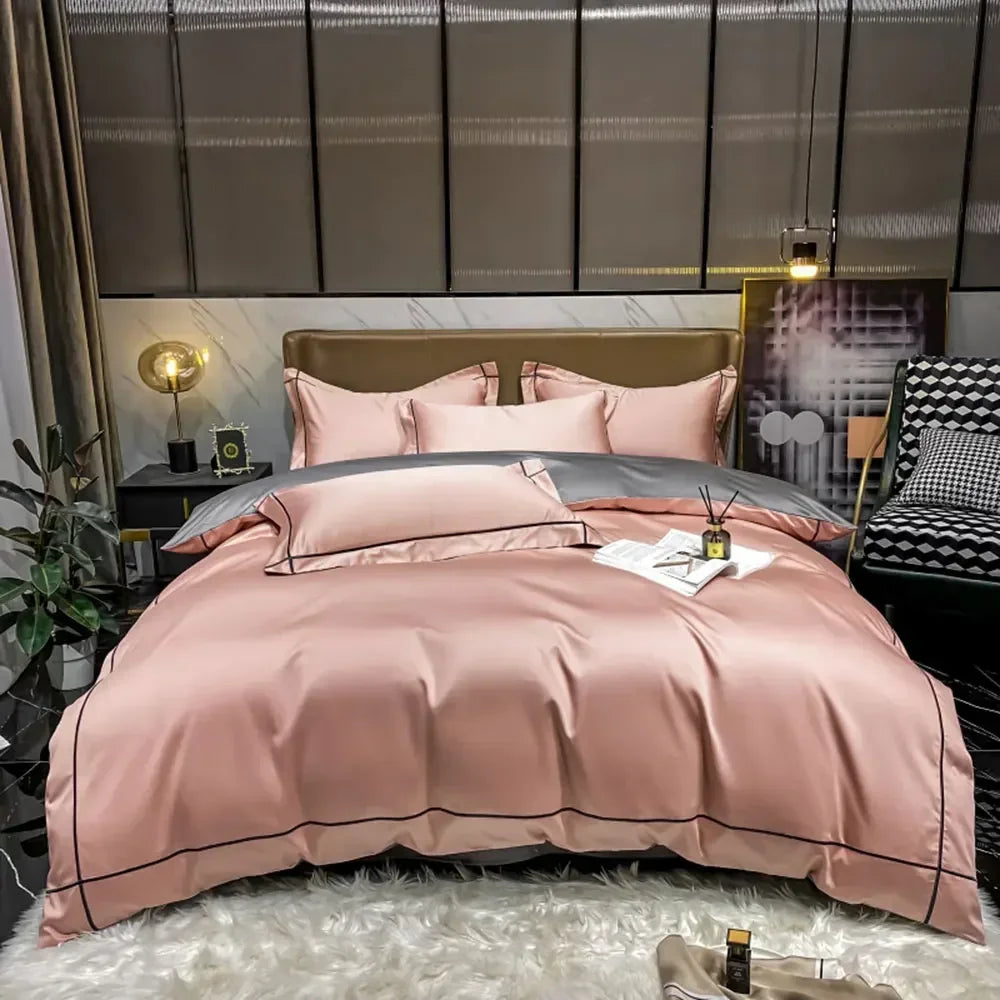 Svetanya Embroidery 100% Egyptian Cotton Silky Bedlinens Bedding Set Sheet Queen King Size Underwear Solid